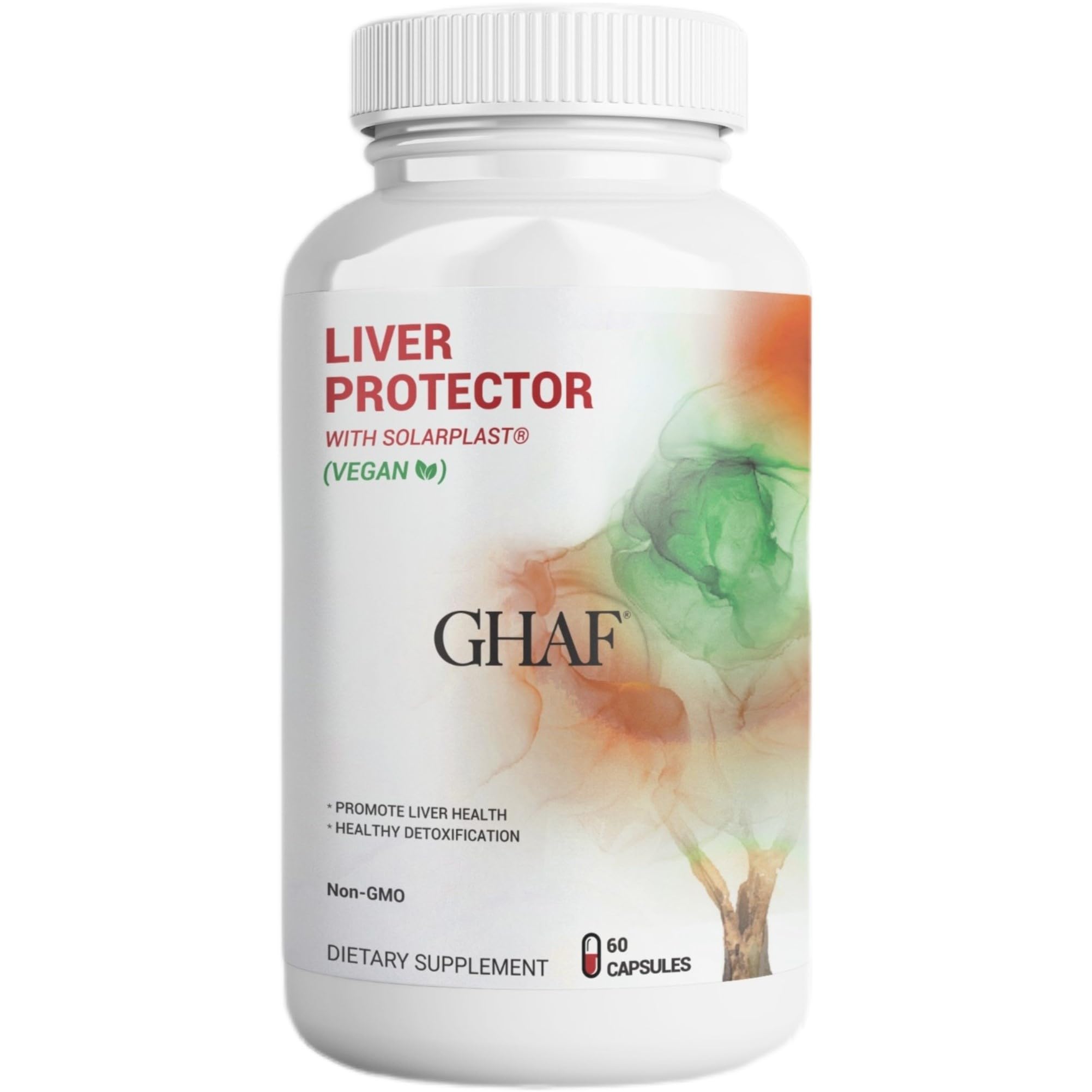 GHAF Liver Protector & Detox (VEGAN). A synergistic combination minerals, botanicals, and other nutraceuticals such as Solarplast, Artichoke Leaf and Dandelion Leaf