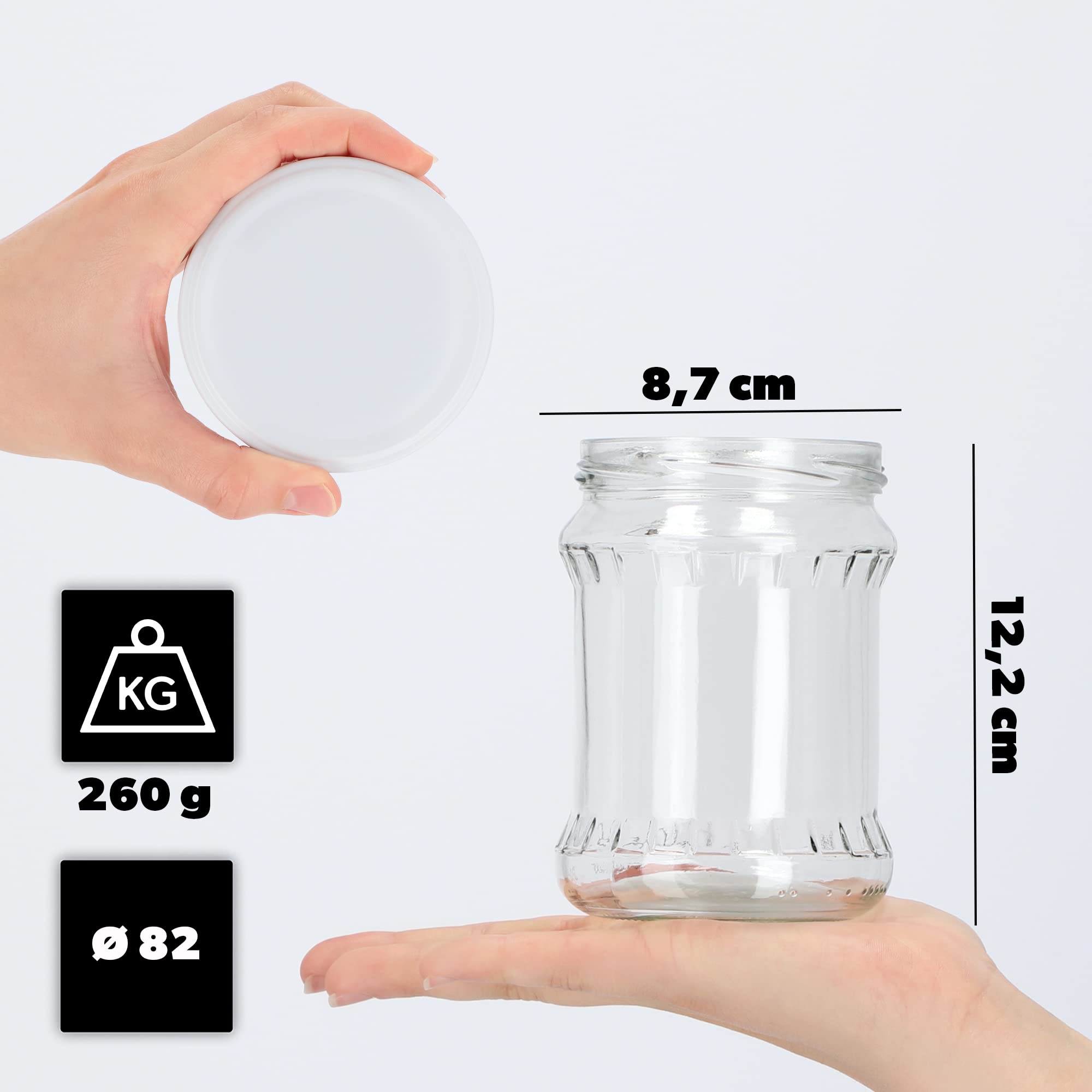 KADAX Tarros de conservas de 500 ml, tarros de almacenamiento con tapa de rosca, tarros de conserva, tarros de conserva, tarros redondos (blanco, 24 unidades)