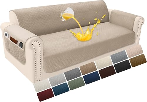 Miniatura 63 de Funda de terciopelo 100 % impermeable para perros, funda de sofá lavable para sofá de 3 plazas, juego de fundas acolchadas y antideslizantes con