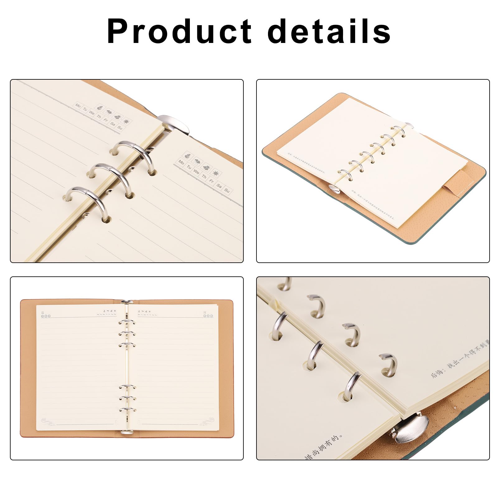 PATIKIL Lot de 2 classeurs à 6 anneaux en cuir A5 rechargeables avec 160 feuilles de papier, vert