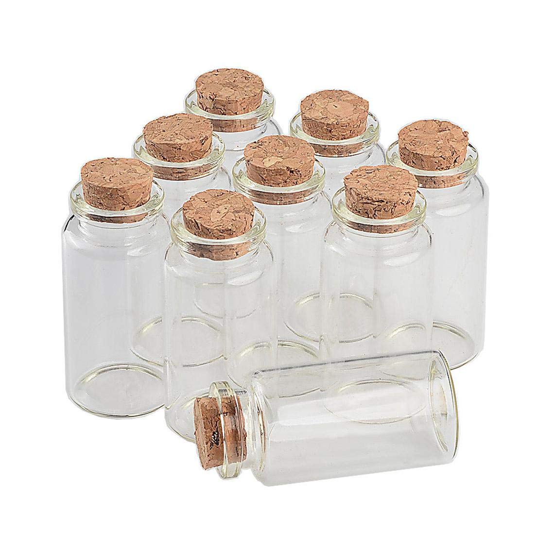 Western World 40ml Glass Bottles 10Pcs with Cork Stoppers Wish Glass Jars for Put in Small Handmade Crafts, Colorful Sand, Shapes, Perfume Samples 40ML(Pack of 10Pcs)