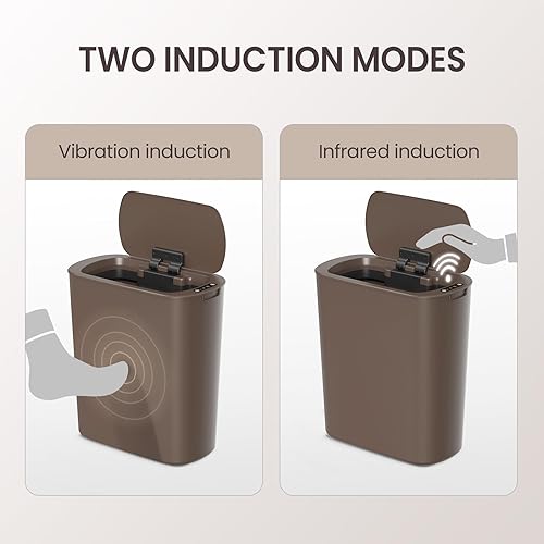 Miniatura 7 de Cesun Cubo de basura automático con sensor de movimiento, 5 galones con tapa, papelera delgada de plástico inteligente sin contacto para baño,
