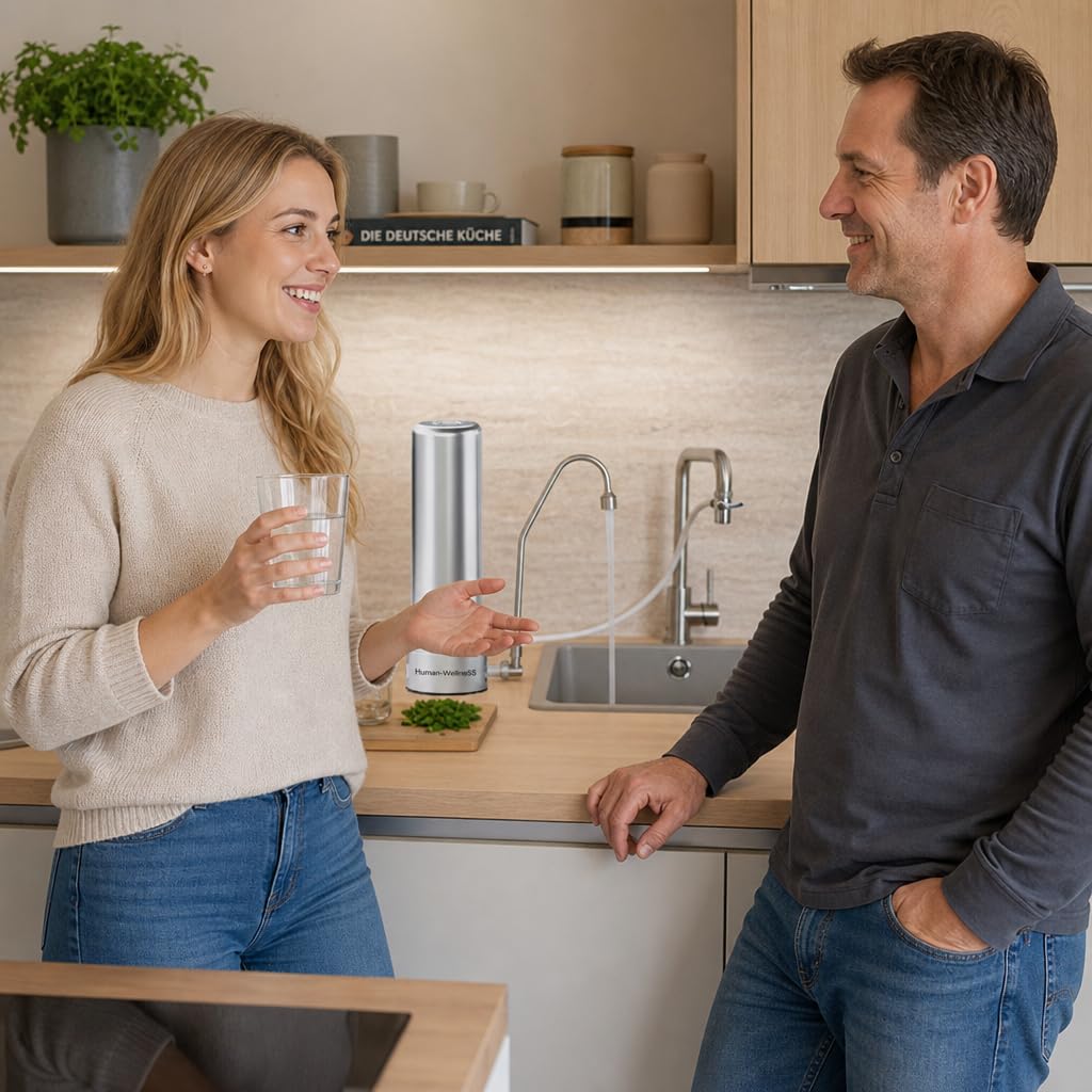 Edelstahlfilter mit Carbonit NFP Premium U Wasserfilter bessere Filterung | Stilvoller Auftischfilter inklusive Carbonitfilter mit sehr guten Filtereigenschaften und 55% mehr Aktivkohle