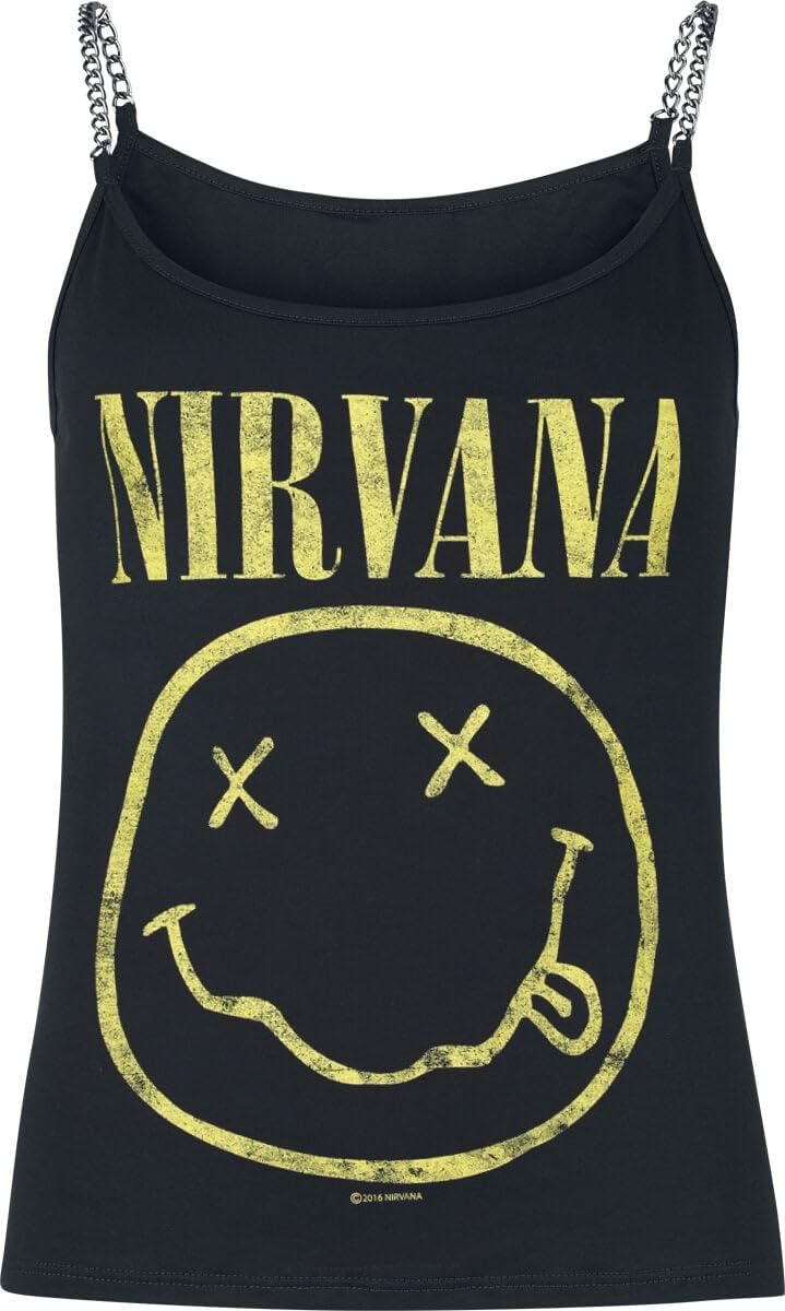 Nirvana Smiley Mujer Top Negro 95% Viscosa, 5% elastán Regular