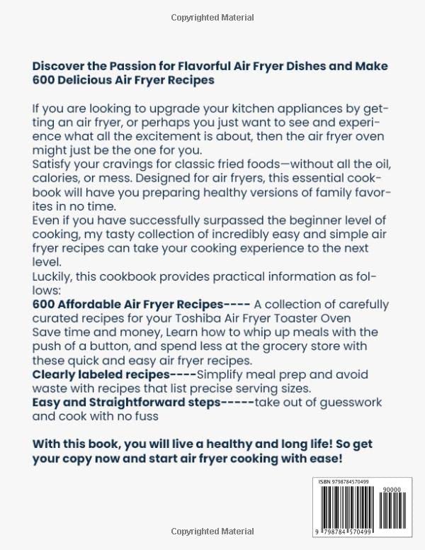 Miniatura 2 de Toshiba Air Fryer Oven Cookbook 600 Delicious and Affordable Air Fryer Recipes tailored for Your Toshiba Air Fryer Toaster Oven