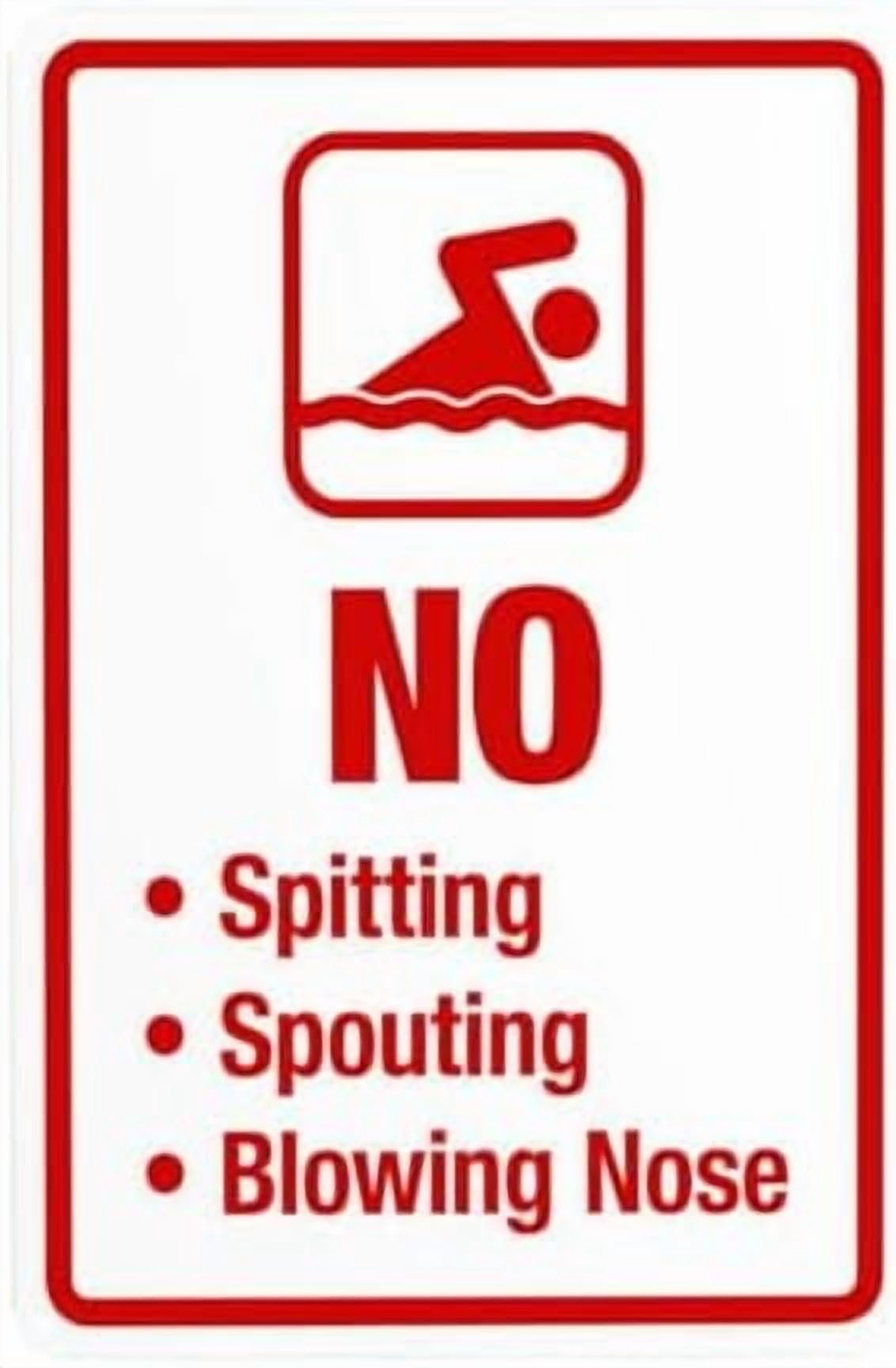 (2-Pack) Metal Tin Sign No Spitting Spouting Blowing Nose Warning Sign, Pool Rules Signs for Home Outdoor Indoor Road Yard Garage Street Wall Caution Custom Decor 8 x 12 Inch