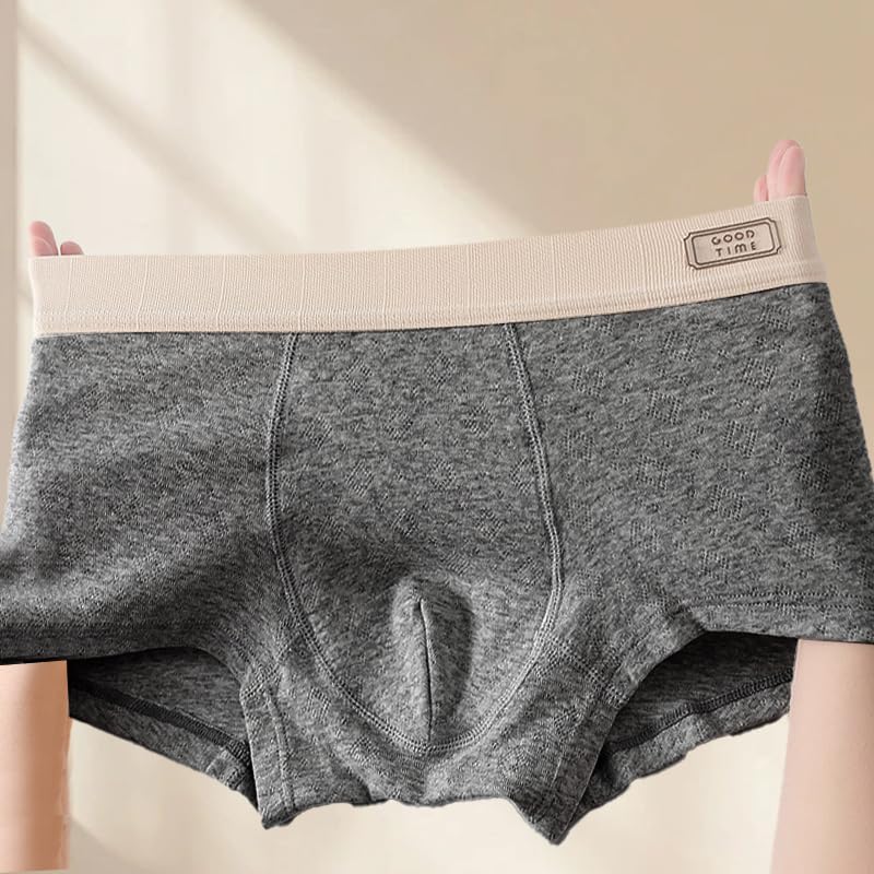 1 Pcs Men's Cotton Boxer Briefs,Wicking Underwear,Comfortable,Soft,Breathable,Regular, Dark gray2