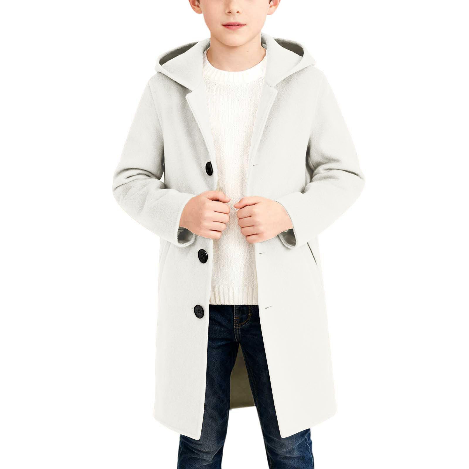 Generisch Cappotto primaverile e autunnale, cappotto con cappuccio abbottonato per ragazze e ragazzi, trench classico stile trench, capispalla per bambini