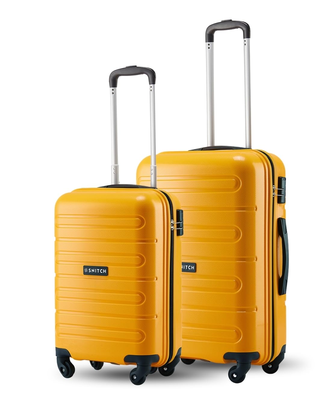 Loop 2Pc Set Yellow Polypropylene Hard Travel Suitcase - Trolley Bag Set of 2 & Luggage with 4 Wheels, Secure Lock & Free Shoe Bag discount deal