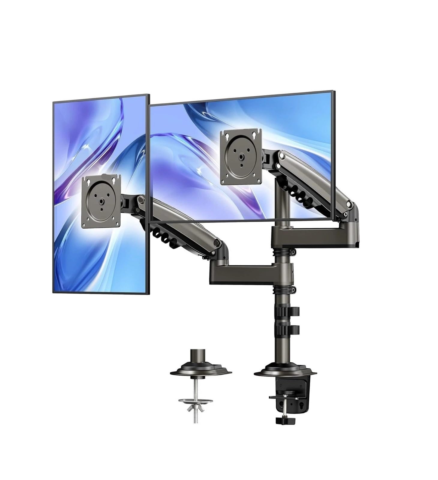 17-32-calowy podwójny stojak na monitor, sprężyna gazowa podwójny uchwyt na monitor
