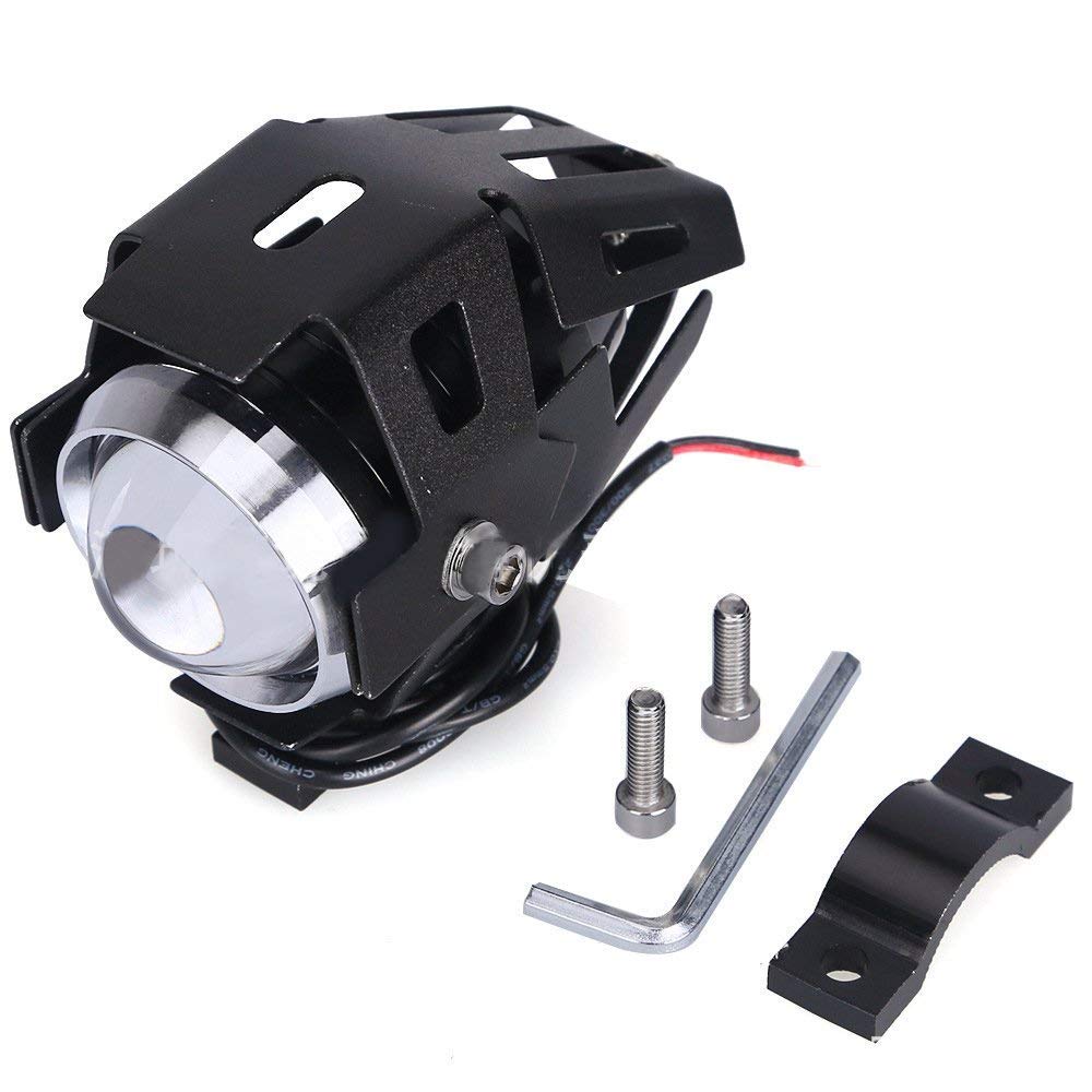 POCKETMAN 2 x reflektor motocyklowy U5, 1200 lm, 6500 K, LED, reflektor DRL ze światłem drogowym/mijania/błyskiem, 3 modele z włącznikiem/wyłącznikiem, kolor srebrny