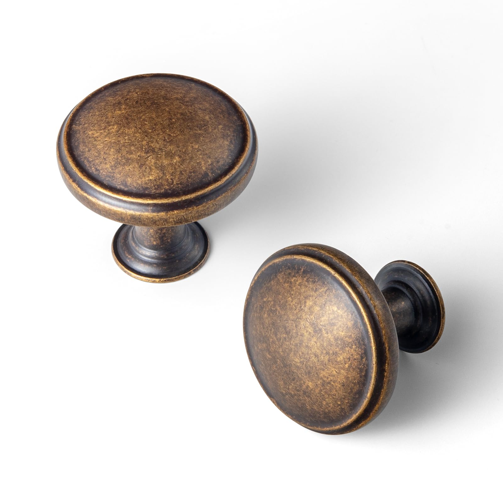 Goo-Ki 12 Pack Antique Brass Cabinet Knobs Zinc Alloy Kitchen Hardware - Vintage Brass Drawer Knobs Single Hole/Screw Bar Cabinet Handles Dresser