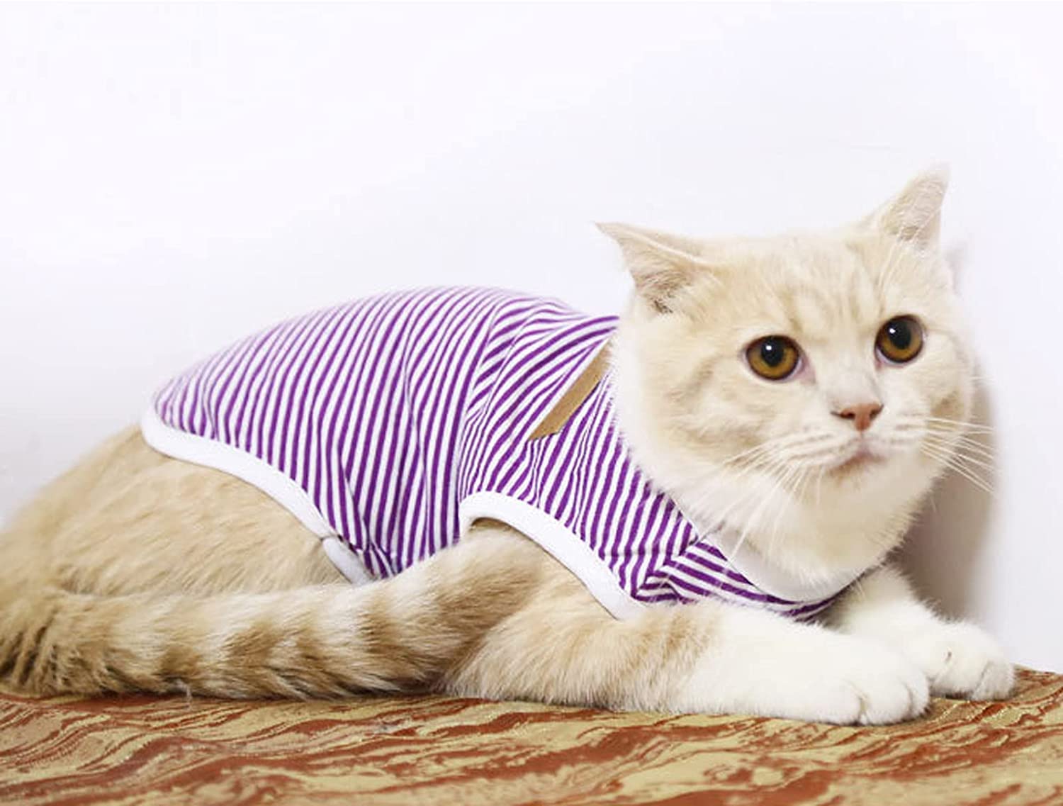 KUTKUT Camiseta a rayas para cachorros de 3 piezas para perros pequeños, gatos, chaleco de algodón de verano para perro, camiseta sin mangas para Shihtzu, ToyPoodle, Lhasa, Bichon, Pekinés (tamaño: