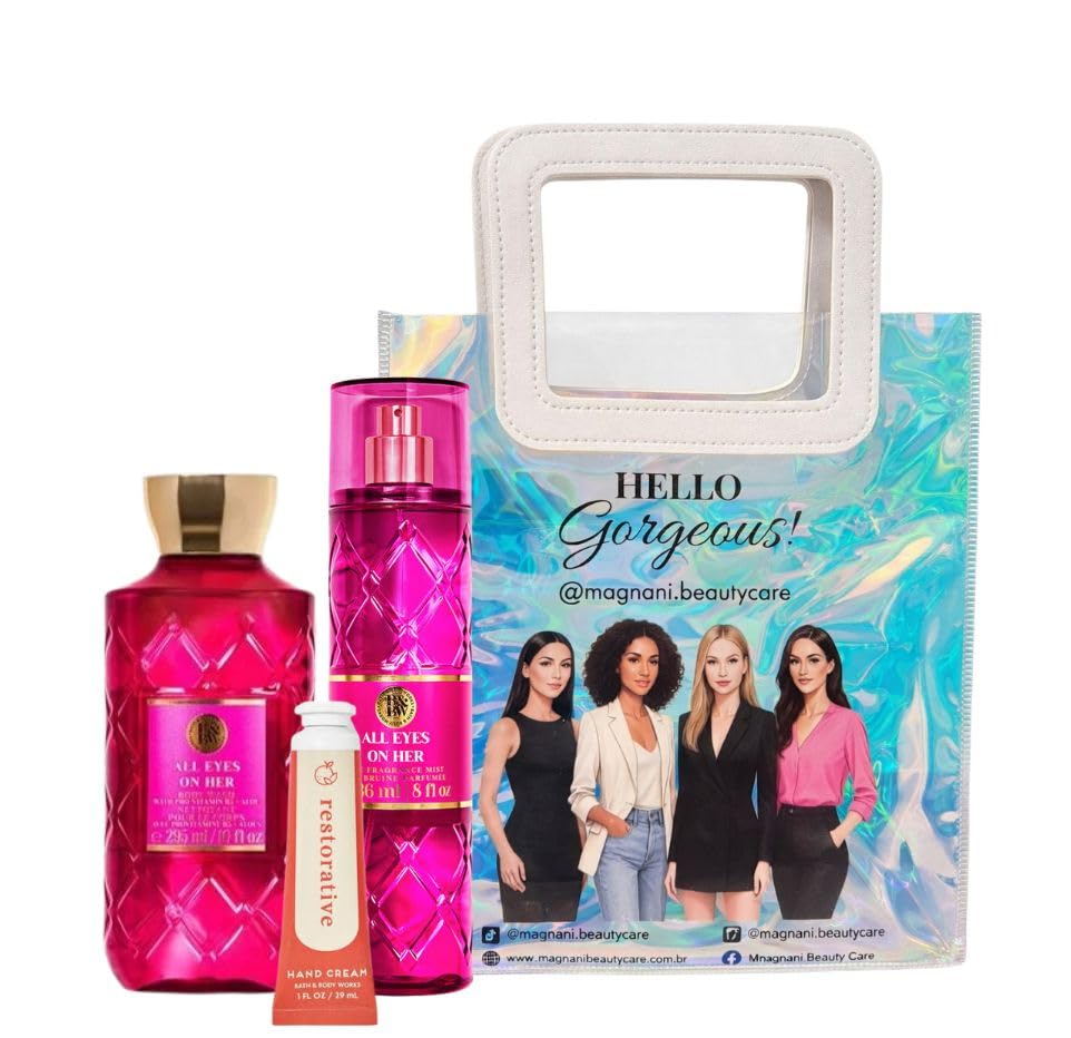 ALL EYES ON HER - White BarnBath Body/Work - 3 Premium Beauty - Full Size and Hello Gorgeous Gift Bag With MIRACLE HAIR MASK (Packaging May Vary)