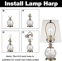 Vista 5 de Arpa de lámpara de 6 pulgadas, 2 juegos de arpa desmontable con base de sillín estándar y acabado de lámpara de metal sólido, soporte de pantalla