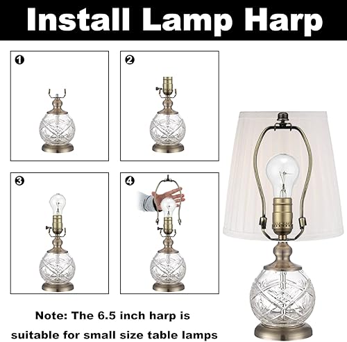 Miniatura 5 de Arpa de lámpara de 6 pulgadas, 2 juegos de arpa desmontable con base de sillín estándar y acabado de lámpara de metal sólido, soporte de pantalla