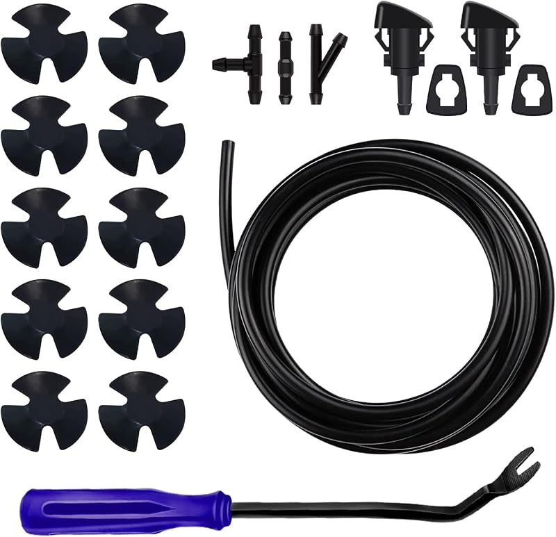 Kit de Mangueira e Bicos do Lavador de Para-brisa NHHC para Dodge, Ram e Chrysler – 19 peças Azul