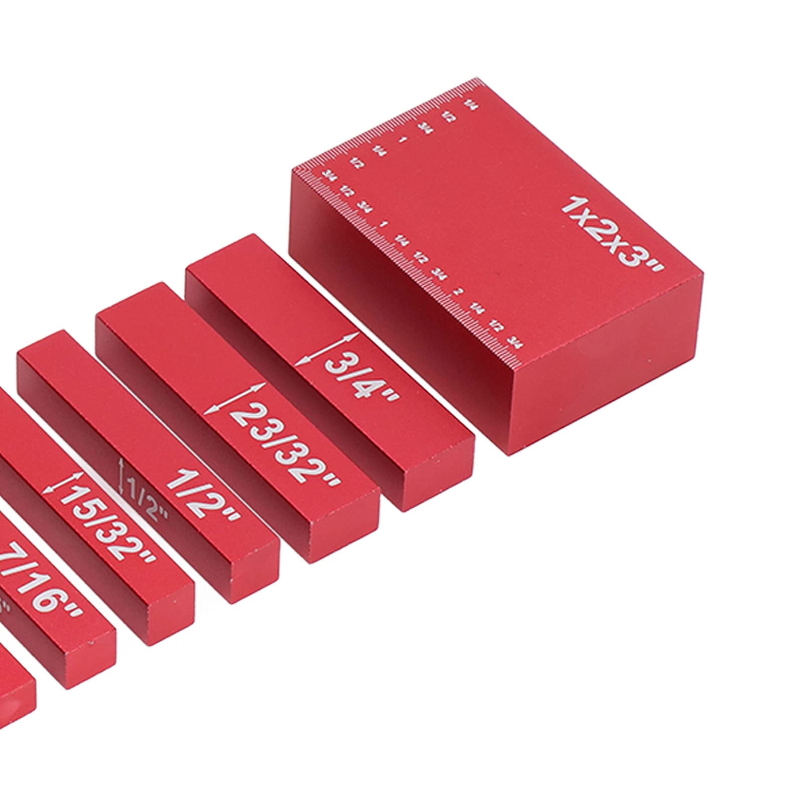 Juego De Reglas Métricas De Altura De 15 Piezas, Bloques De Medida Claramente Grabados, Juego De Reglas De Altura De Aluminio Para Carpinteros (Rosso)