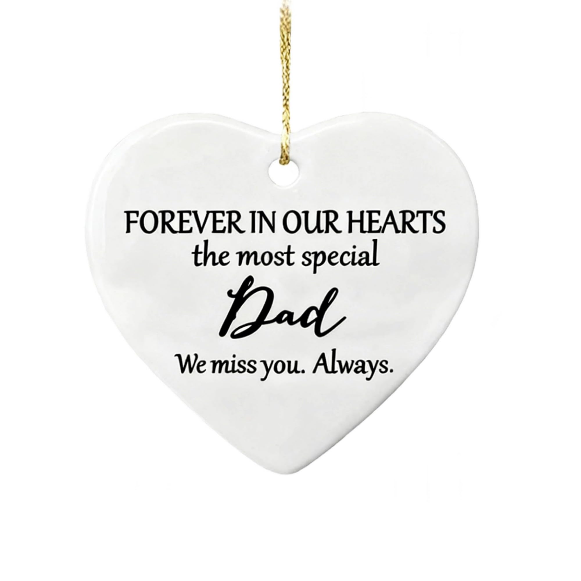 White Ceramic Hanging Ornament with Gold Cord, Memorial Keepsake Sympathy Gift for Loss of Loved One, Funeral, Condolence, Bereavement, Remembrance, Grave Decor, Garden Memorial, Heartfelt Token