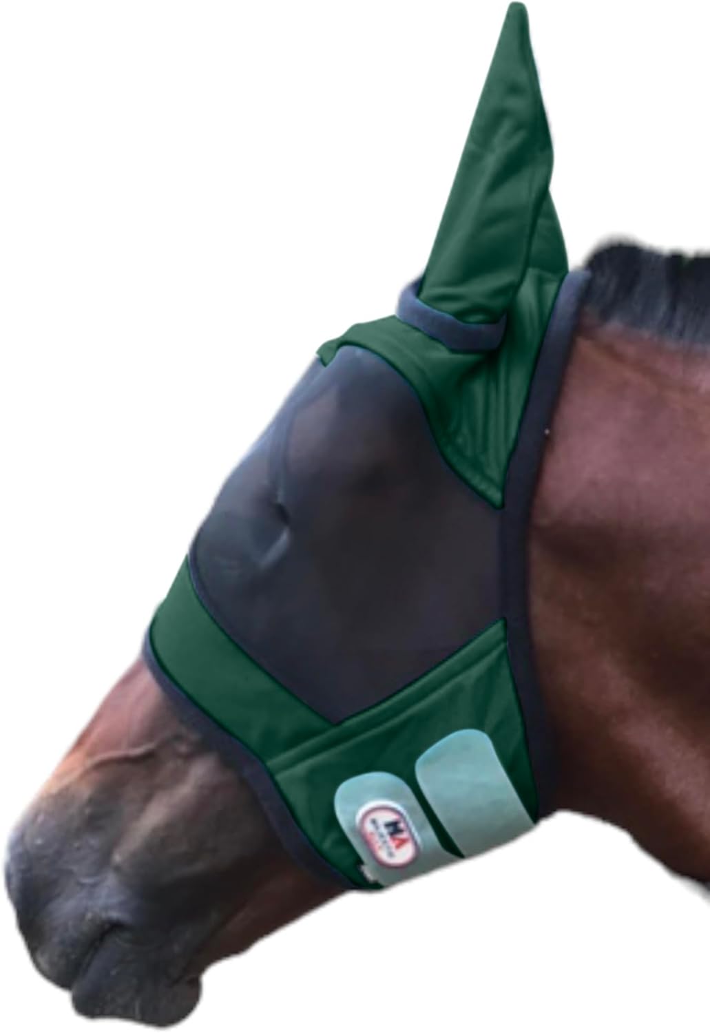 Majestic Ally Horse Fly Mask with Ears, Comfort Durable Fine Mesh, Soft Fleece Touch on Skin, Protect Eyes and Ears (Hunter Green)
