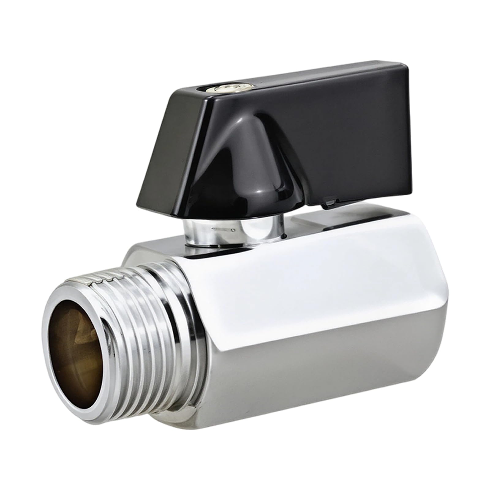 Threaded Shutoff Fitting Brass Inline Control Part with PTFE Sealing and Black Lever for Compact Utility Line Use Manual Shutoff Inline Control Branch Line Utility Fitting Plumbing Repair Pneumatic