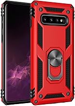 JMstore Case Compatible with Samsung Galaxy S10 Plus Ring Stand [Works with Magnetic Car Mount] + Screen Protectors (Red)