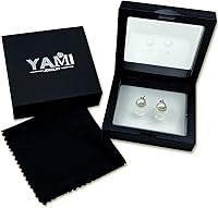 Vista 15 de YAMI Aretes de perlas negras, grises y blancas, perlas cultivadas reales, aretes de plata de ley 925 chapados en oro de 18 quilates, regalos