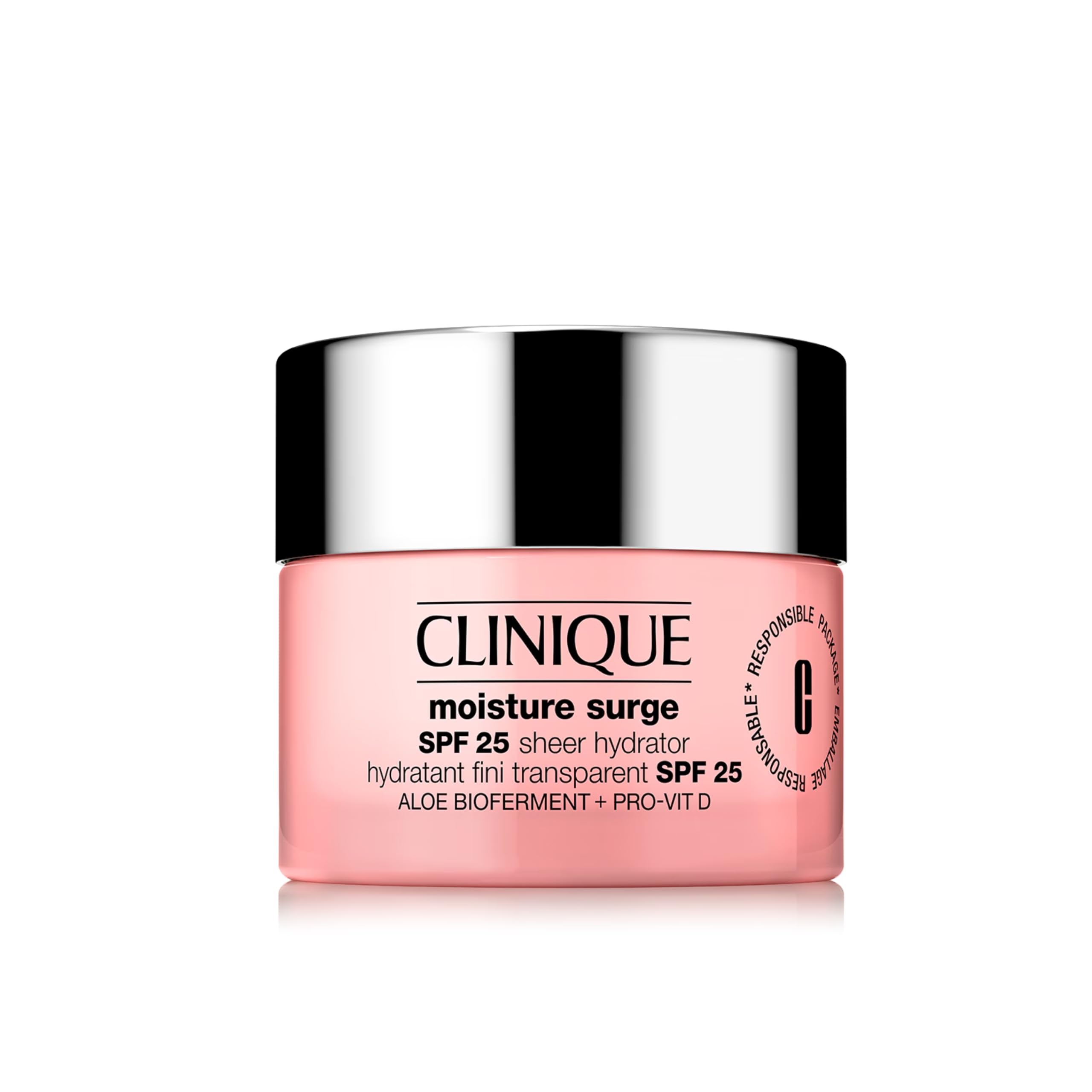 Clinique Moisture Surge SPF 25 Sheer Hydrator Face Moisturiser, 30 ml. With Hyaluronic Acid + Aloe Vera Bioferment + Provitamin D, Hydrating + Glowing, Safe For Sensitive Skin