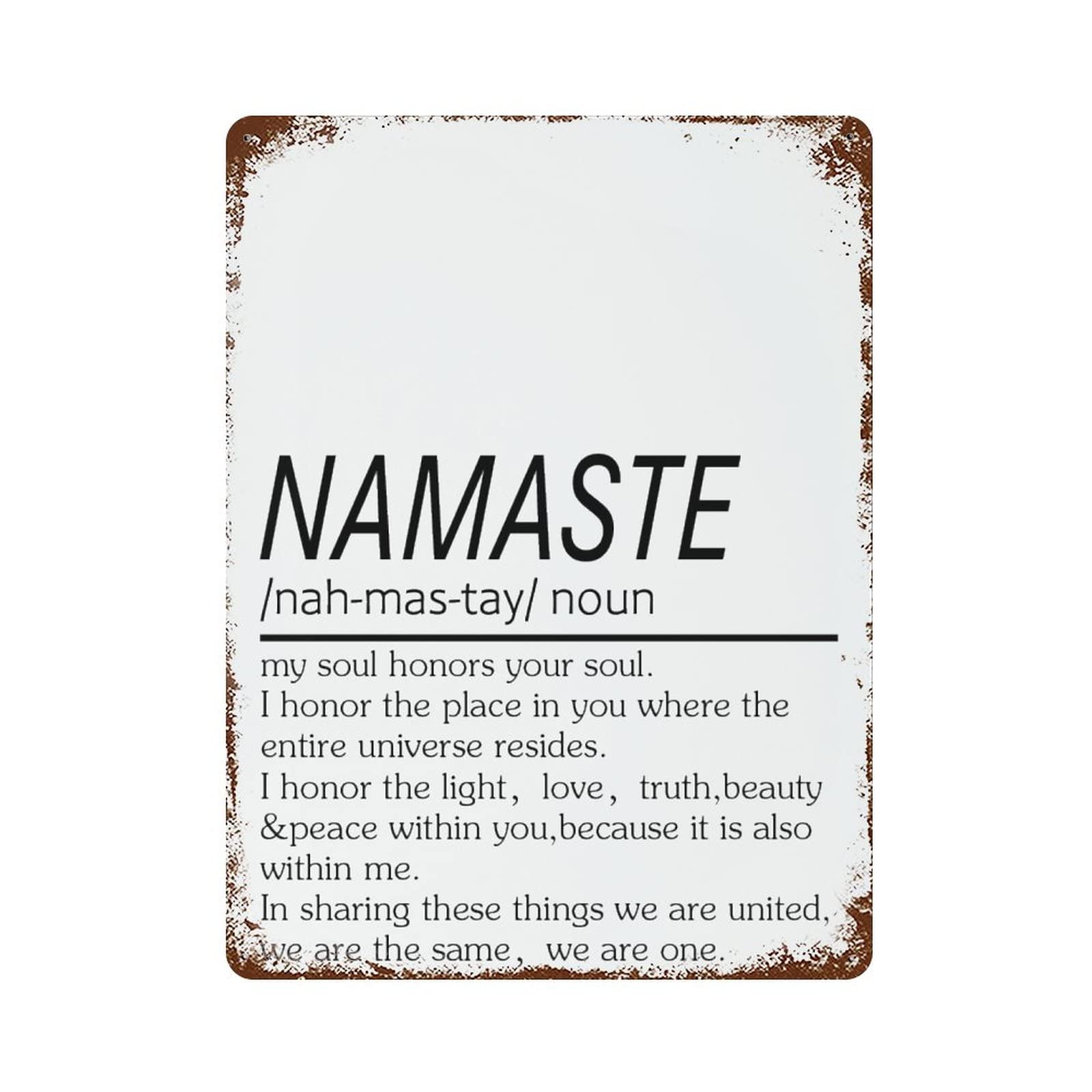 Inspirational Novelty Metal Sign Personalized Signs Definition Noun Namaste Wall Decor Vintage Signs Retro Kitchen Bar Pub Coffee Shop Decor 12"x16"