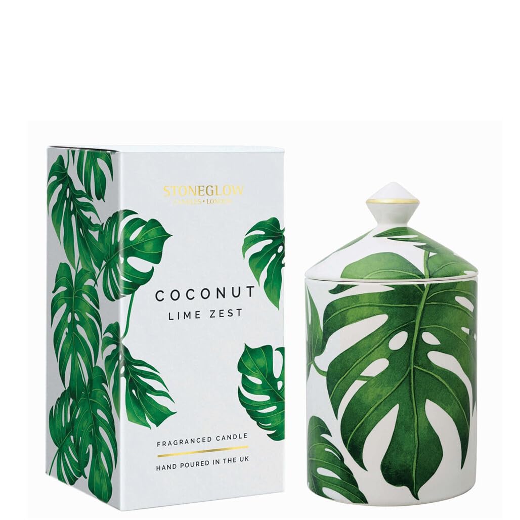 Stoneglow Green & White Urban Botanics - Coconut Lime Zest Scented Candle