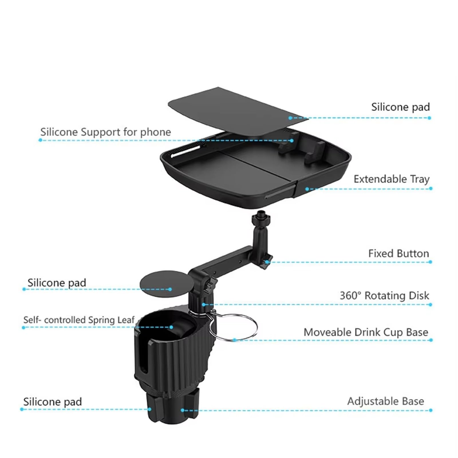 Porte Bouteille Voiture Plateau Porte-gobelet De Voiture, Plateau De Repas Pliable Et Réglable Avec Extenseur De Porte-gobelet Pour Nourriture, Boissons, Téléphone
