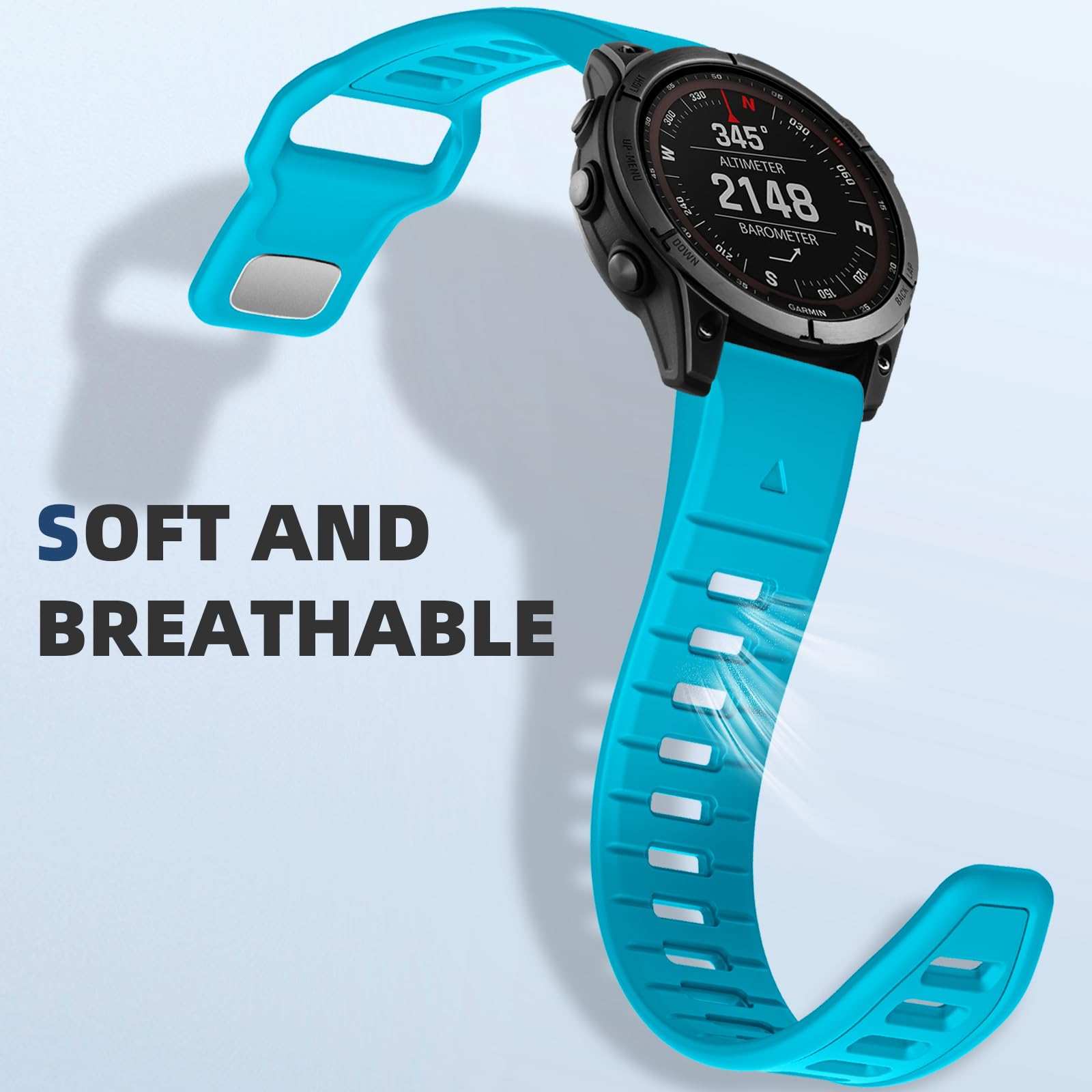 Negatta Silicone Watch Strap, Compatible With Garmin Fenix 7X/7/Fenix 6X/5X Plus/5X/3/3 HR, Epix Pro, Instinct 2X Solar - Image 3