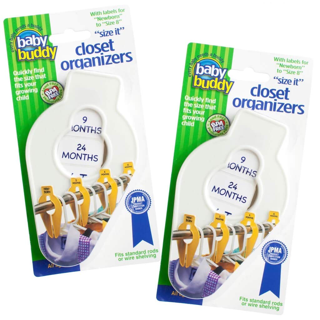 Size-It Closet Organizers by Baby Buddy - Baby Clothes Closet Dividers Nursery Clothing Organization for Babies and Kids, Newborn up to Size 8, Clothes Divider for Closet, White, 10 Count