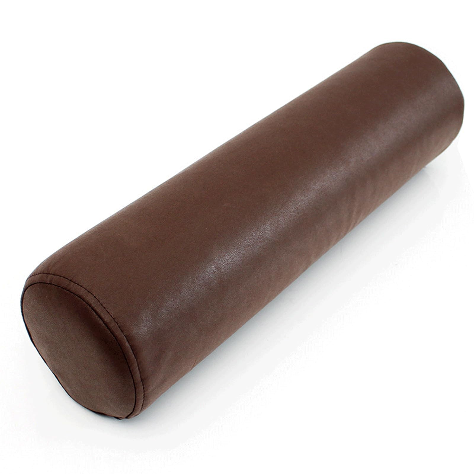 Neck Roll Pillow PU Leather Bolster Pillow - Ergonomic Cylinder Cushion Cervical Support Headrest Lumbar Waist Back Pain Relief Bolster for Sofa Bed Chair Car Office Sleeping (Brown,12cmx70cm)