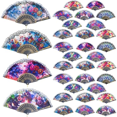 YEAHACLUB Spanish-Style Floral Hand Fans Random Patterns 36 Pack
