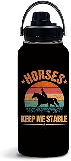 Horse 32oz Water Bottle, with Handle Lid Bottle, Insulated Cup | 32oz Stainless Steel Tumbler, Leak-proof Coffee Mug, Thanksgiving Christmas Birthday Gift for Horse Lovers