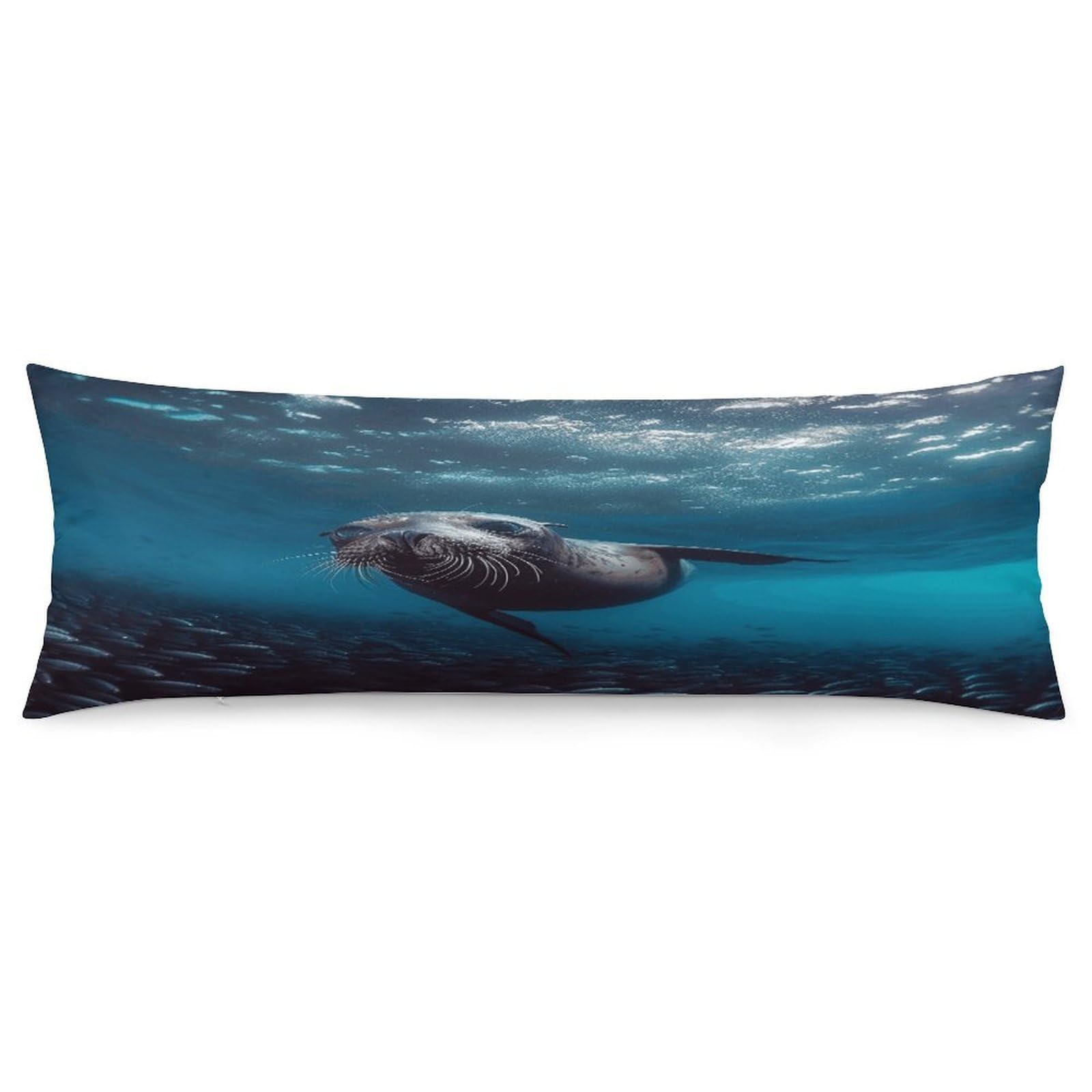 Underwater Sea Lion Throw Pillow Cover Soft Lumbar Pillow Covers with Zipper Breathable Rectangular Cushion Case Polyester Pillow Case Decorative Body Pillow Cover for Couch Bed