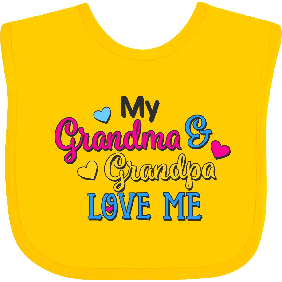 inktastic My Grandma and Grandpa Love Me with Hearts Baby Bib Yellow 2f63f