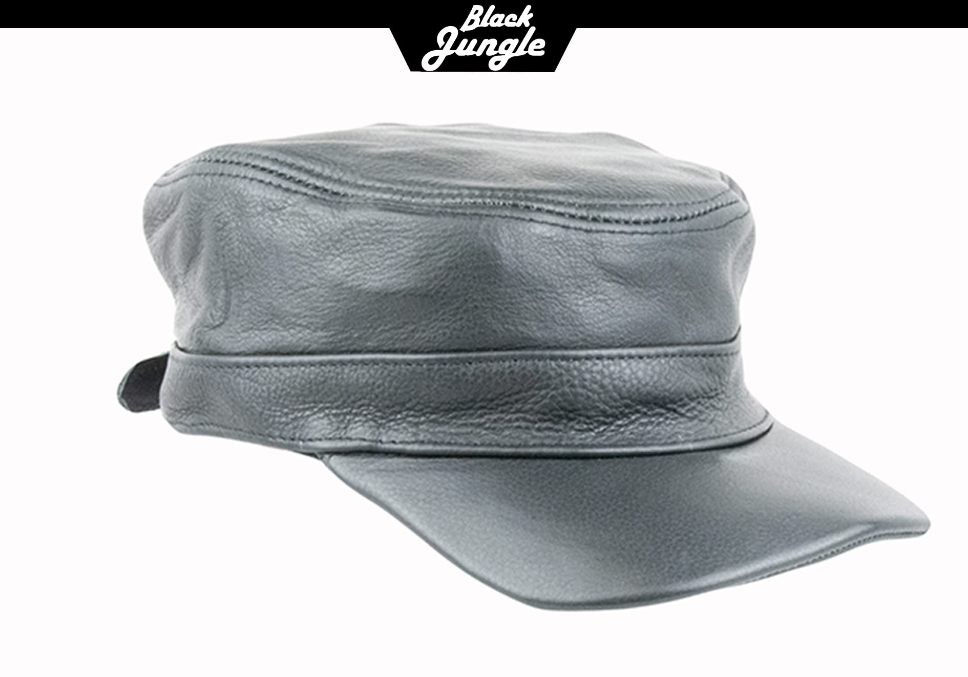 Black Jungle Castro Army Cap skórzana czapka wojskowa, czapka motocyklowa, rozmiar uniwersalny, czarny, jeden rozmiar