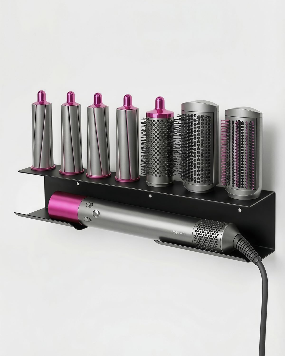 Bowyune Dyson Airwrap Halterung, Aluminiumlegierung Gätteisen Halterung Ohne Bohren für Airwrap Zubehör, Dyson Organizer für Bad Salon Schwarz