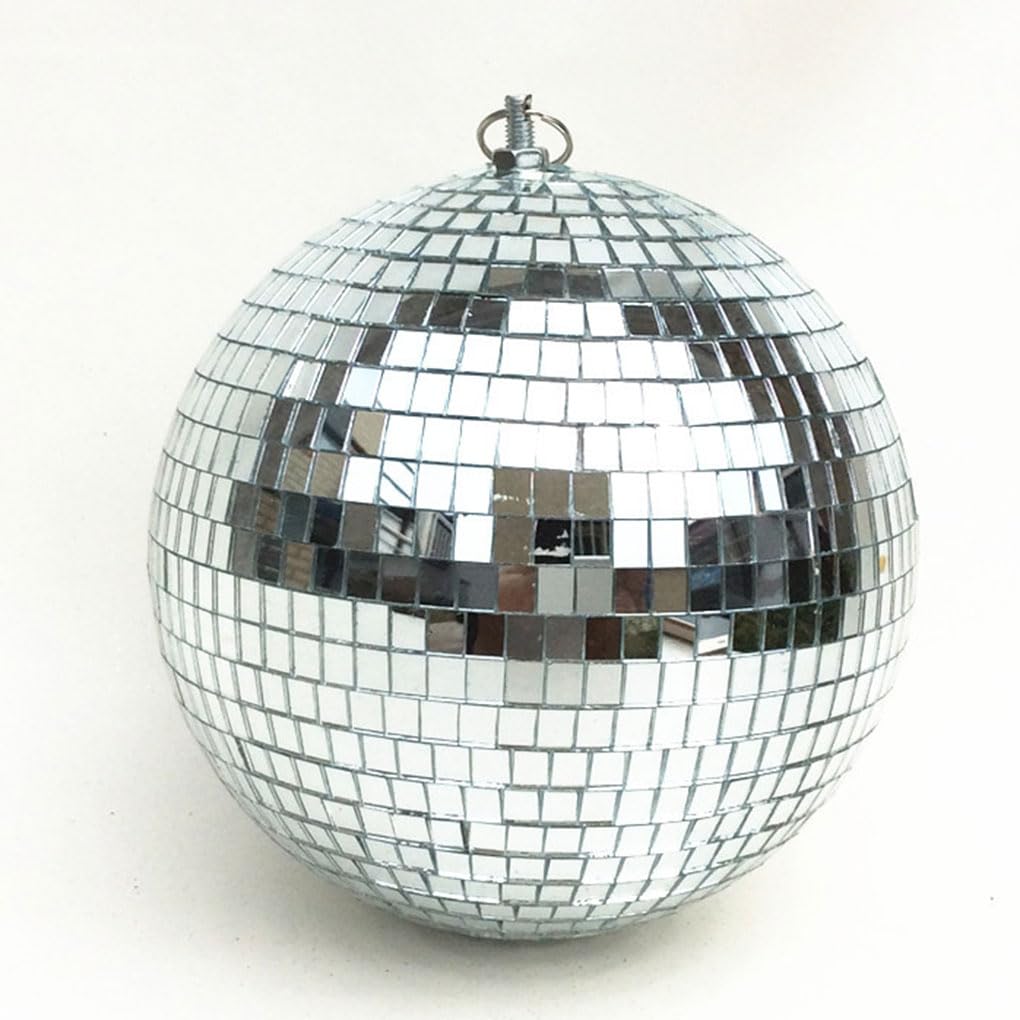Bola de discoteca colgante plateada, reflectante, giratoria, lámpara redonda, para baile, festival, escenario, boda, cumpleaños, decoración, 25 cm, plata