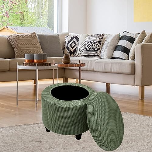 Miniatura 3 de XMNTG Funda elástica otomana plegable, funda de almacenamiento suave y gruesa, tela jacquard redonda, extraíble y lavable, protector de muebles con