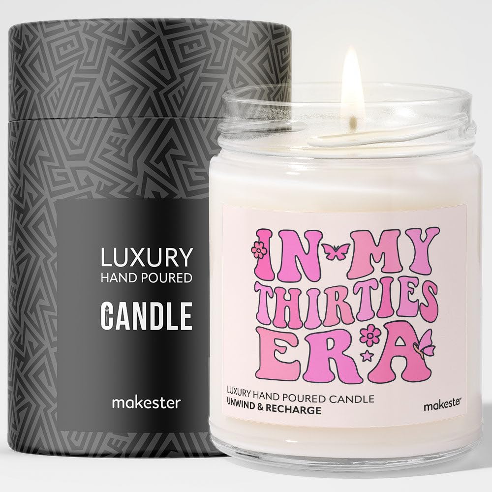 Makester Women's Pink 30Th Birthday Gifts For - Luxury Soy Wax Candle - Vanilla, Jasmine, Sugared Almond