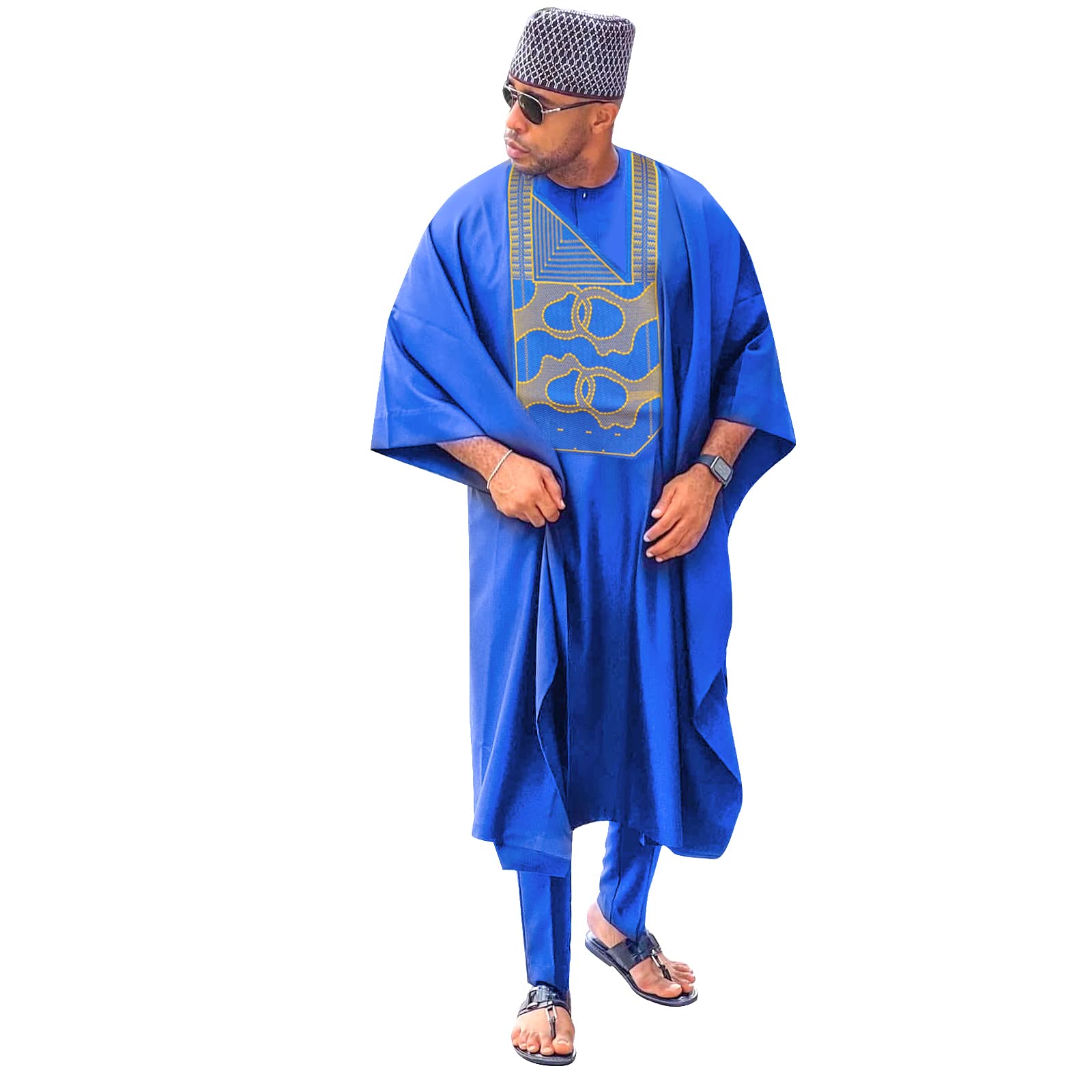 TIDOIRSA Dashiki for Men,Embroidery African Mens Clothing Dashiki Shirts and Pants Outfits 3 Pieces Set