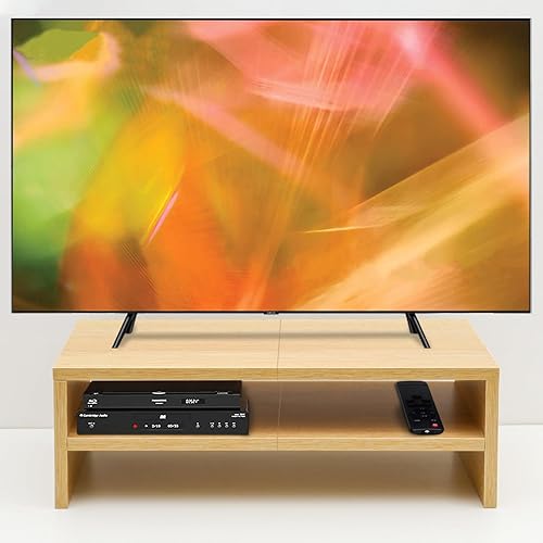 Miniatura 4 de TEAMIX Soporte elevador para monitor de escritorio de 2 niveles, soporte de impresora de 20 pulgadas con almacenamiento pequeño elevador de TV para