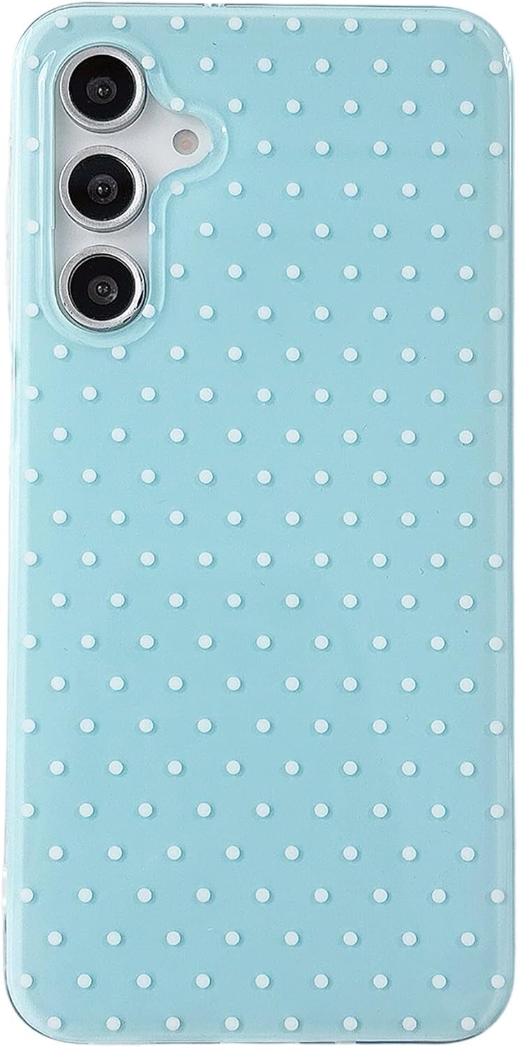 QLTYPRI Cute Polka Dot Phone Case for Samsung Galaxy S22, Blue