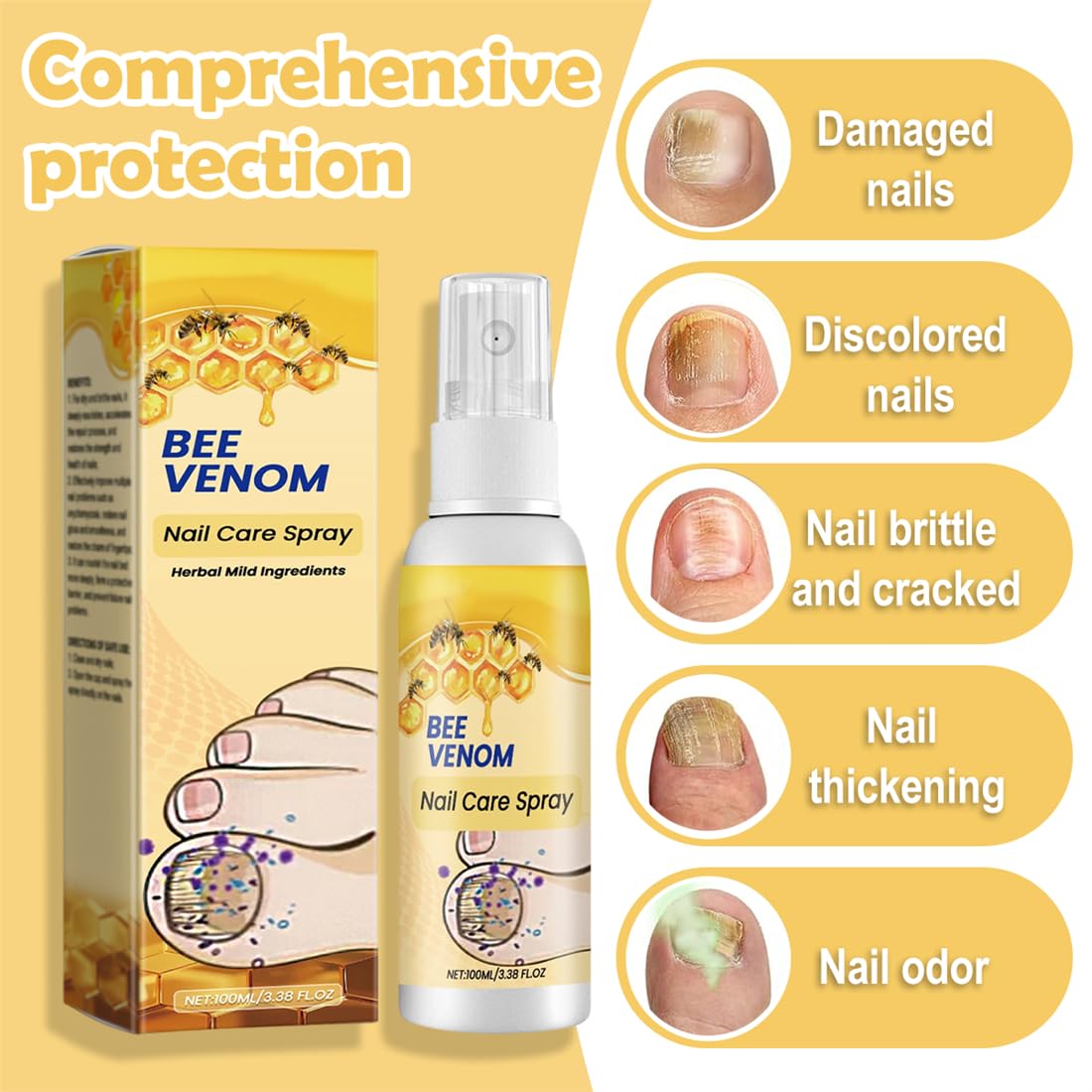 1 PCS Spray Soin des Ongles 100 ml - Pour protéger les ongles, renforcer les cuticules, réparer les ong-les,Sérum Ong-les et Pédicure,spray defense.