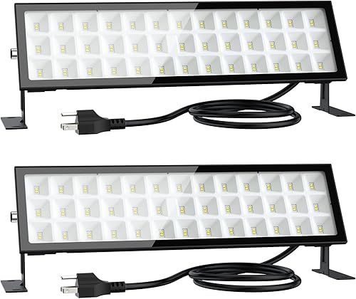 Onforu Paquete de 2 luces LED de tienda de 72 W equivalentes a 600 W luz de construcción de 6500 lúmenes luz de inundación blanca de luz diurna de