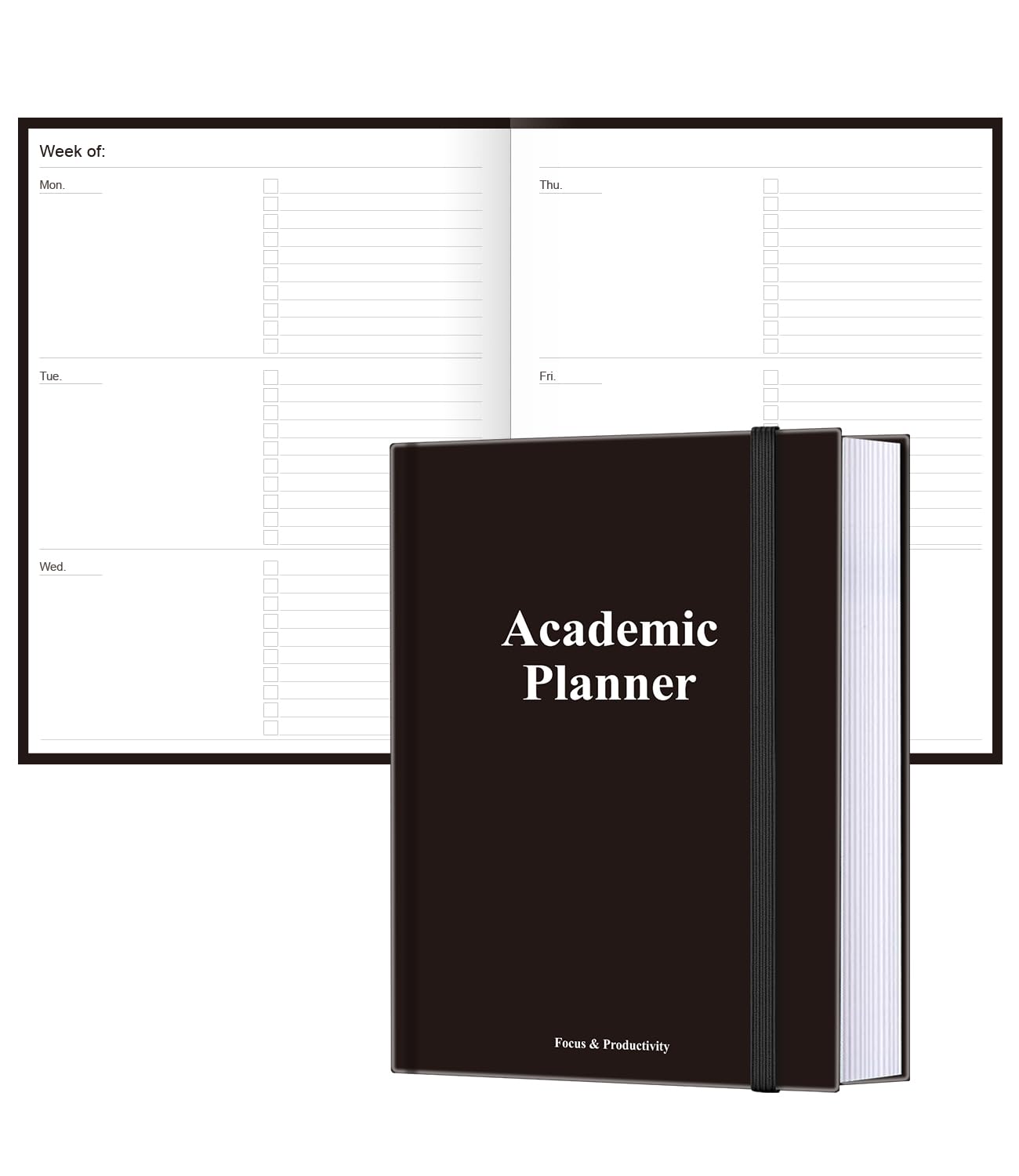 Agenda accademica 2025-2026 - Agenda settimanale non datata per studenti scolastici, liceali, universitari e infermieristici, 21,6 x 27,9 cm, nero