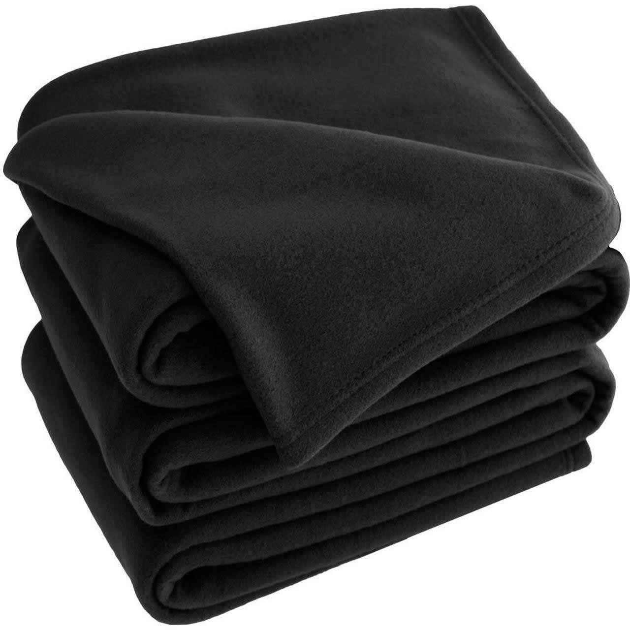 Adore Home Soft Warm Polar Fleece Blanket Large - Cosy Throw for Sofa, Bed, Travel, Car and Camping, 120x150cm, Black